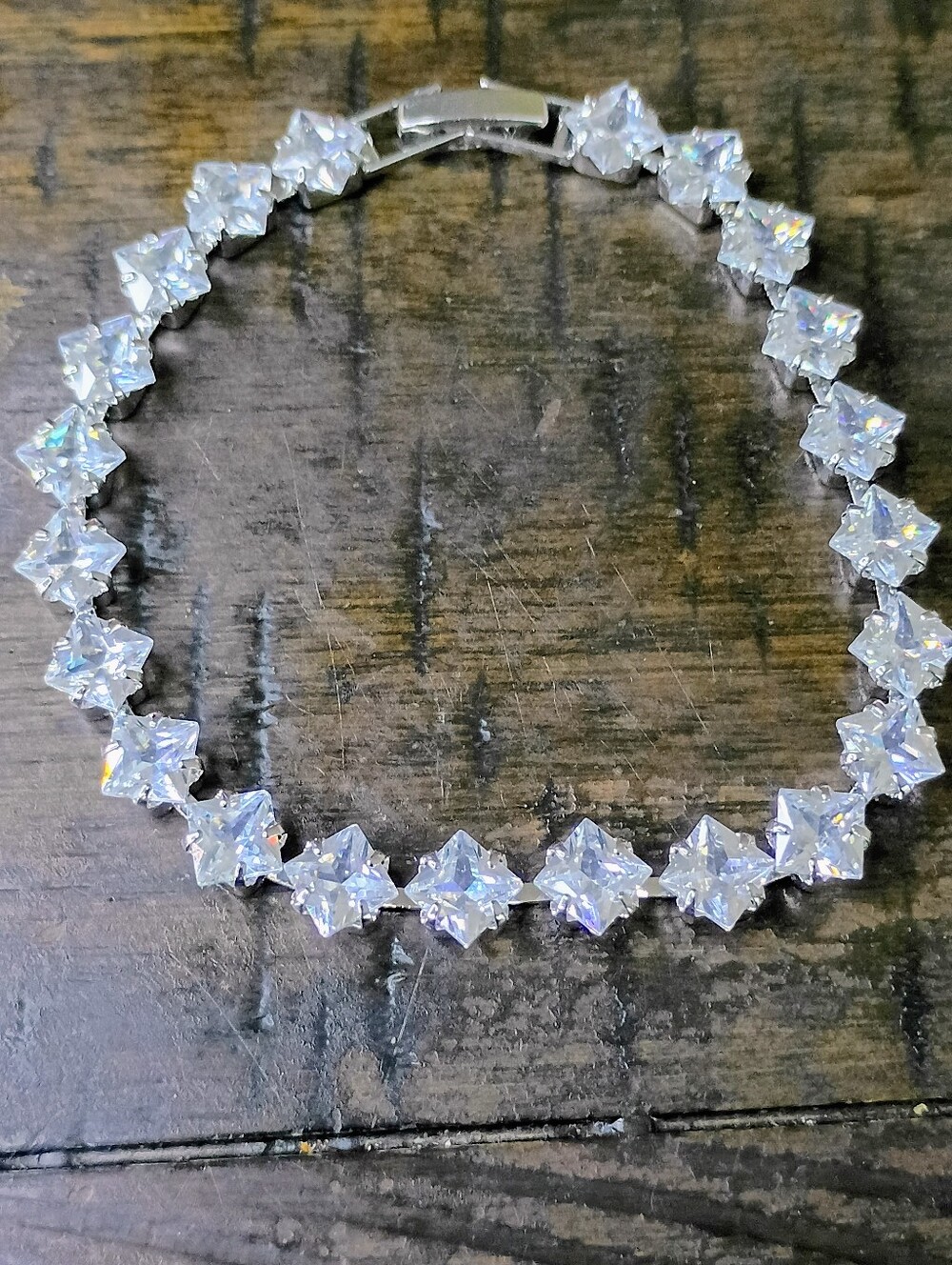 New Sparkling Silver CZ Stones Tennis Bracelet - Clear White Stones